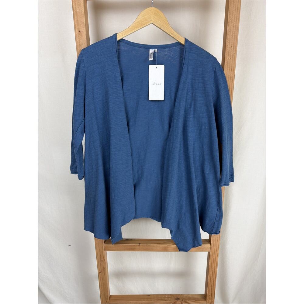 NWT Kleen Blue 3/4 Sleeves Cotton Cardigan Jacket MED #0802